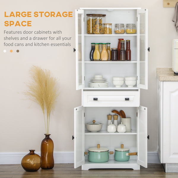 Armoire de cuisine avec étagères réglables, blanc