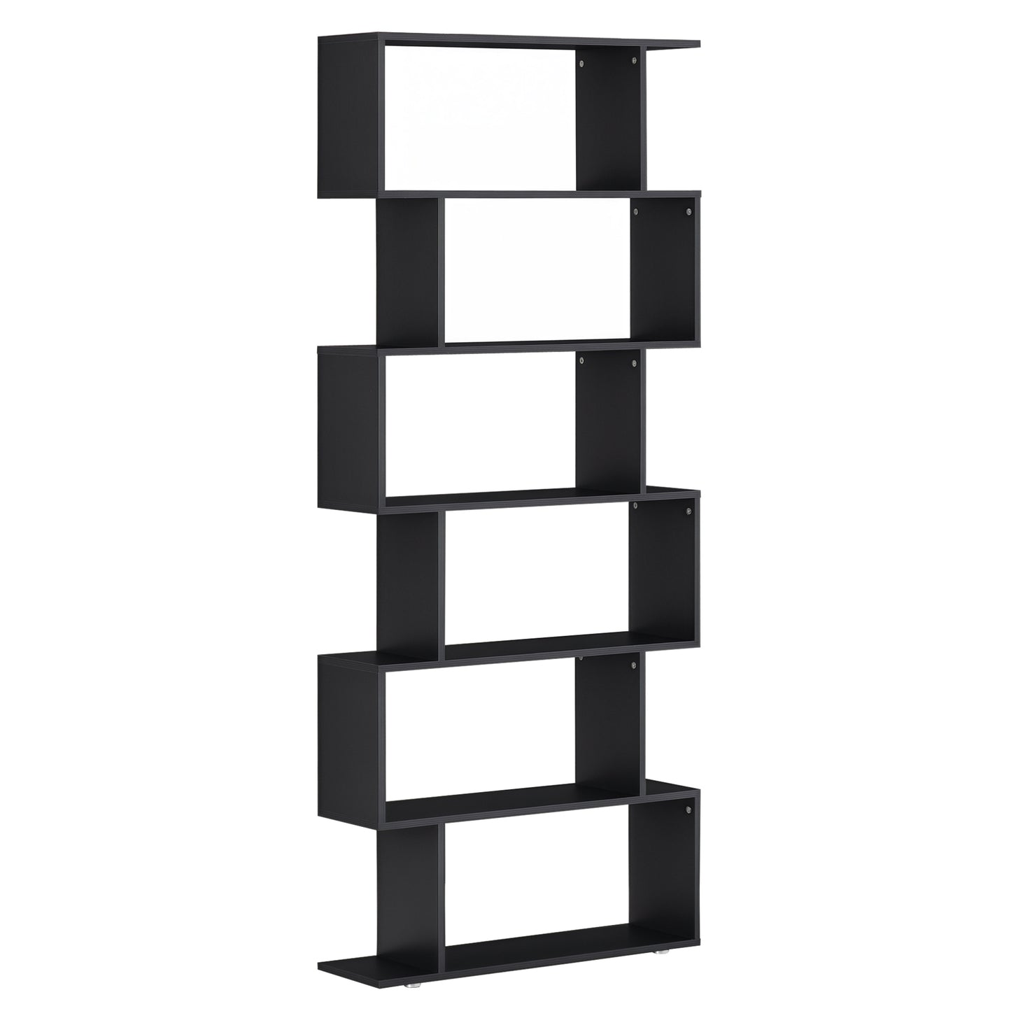 S-shaped wooden bookcase with 6 shelves
