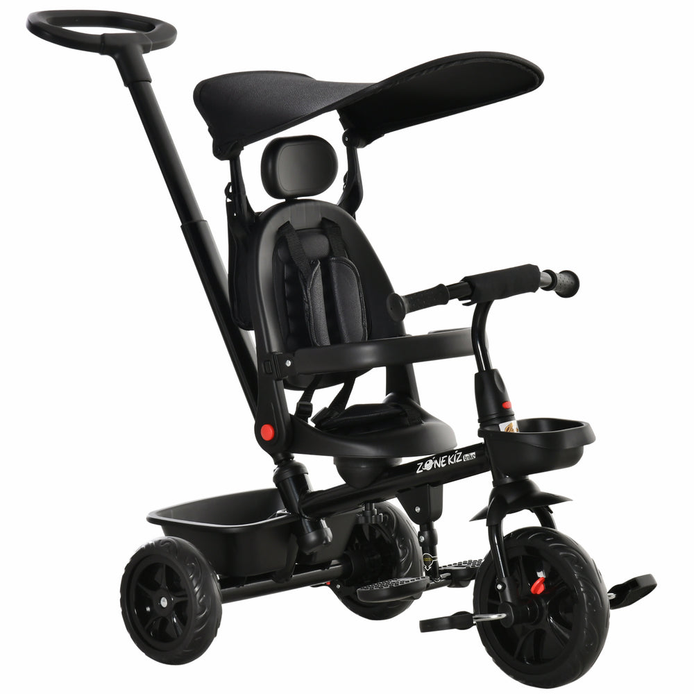 Tricycle pour enfants 4 en 1 avec siège réglable à angle réversible, noir
