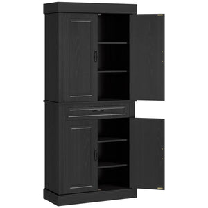 Garde-manger avec 4 portes et 2 armoires, noir vieilli