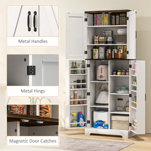 Meuble de rangement de 162 cm de haut avec étagères à épices, blanc