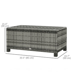 Table basse en rotin et osier avec plateau en verre, mobilier de jardin extérieur, marron trempé