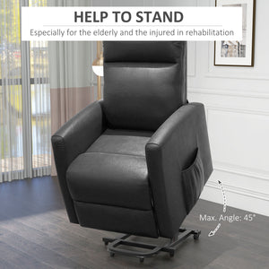 Fauteuil inclinable releveur électrique avec télécommande et poche latérale, gris