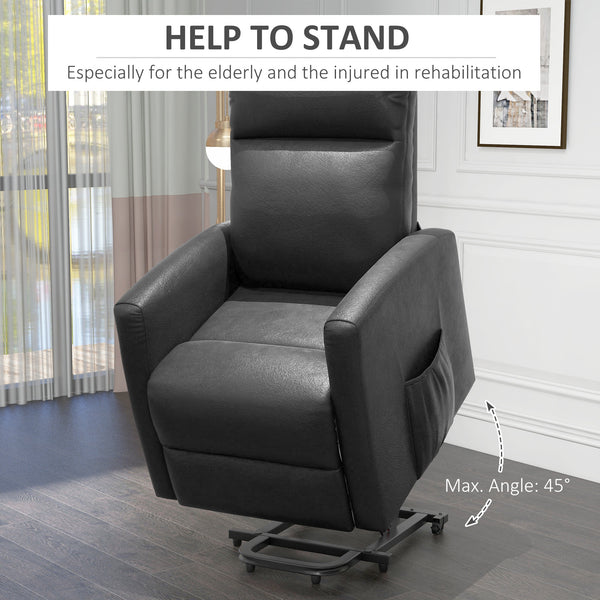 Fauteuil inclinable releveur électrique avec télécommande et poche latérale, gris