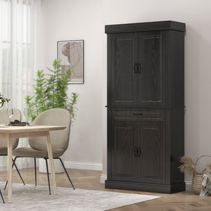 Garde-manger avec 4 portes et 2 armoires, noir vieilli