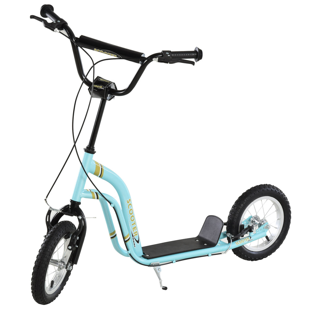 Trottinette à roues gonflable à double frein, roue avant de 30 cm, bleu