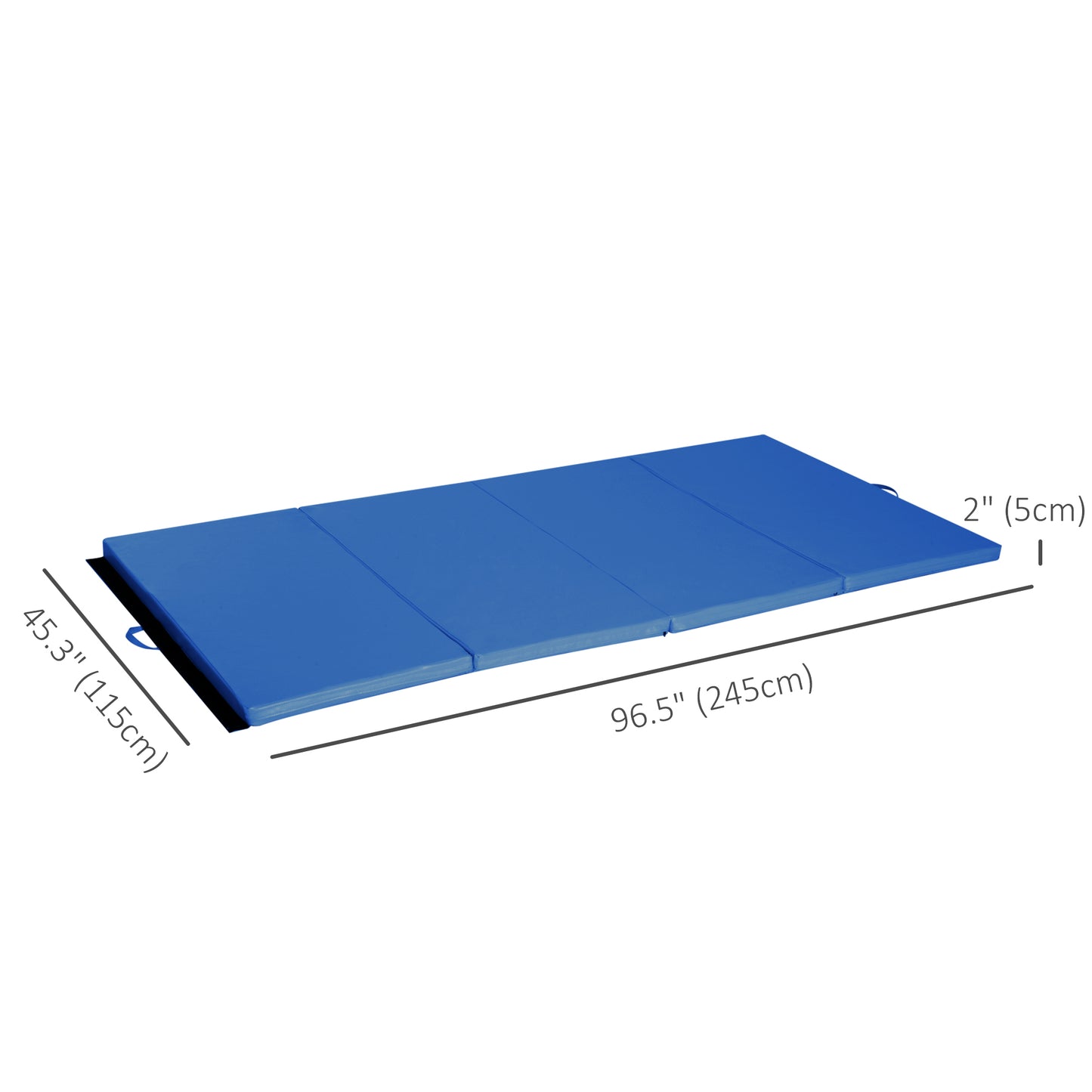 Tapis de gymnastique pliable 1,22 m x 2,42 m x 5 cm, avec poignées de transport, pour yoga, MMA, arts martiaux, étirements et exercices de base, bleu foncé