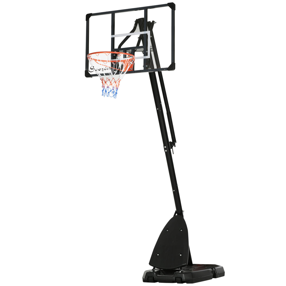 Système de basketball extérieur mobile avec panneau arrière robuste, support réglable et base lestée pour stabilité