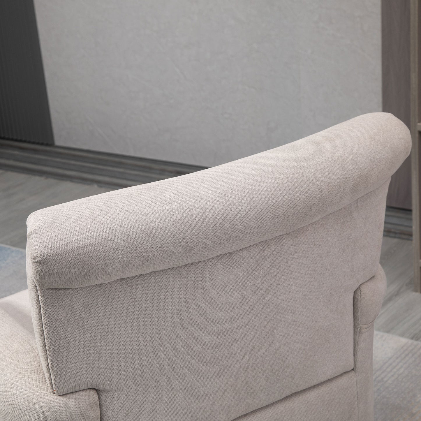 Fauteuil d'appoint rembourré avec tissu doux au toucher velours, accoudoirs roulés, gris