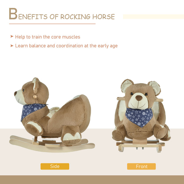 Rocking bear with fun music and soft plush fabric