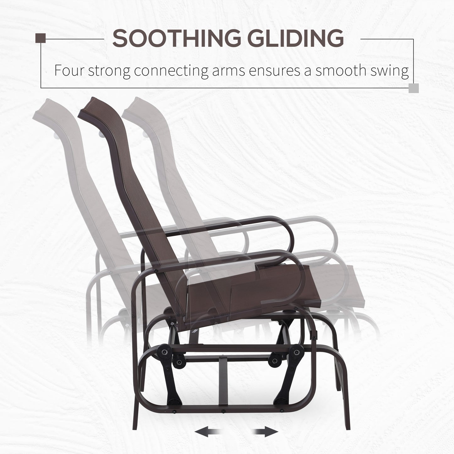 Fauteuil de jardin en tissu maille respirant, siège à bascule pour patio, cour, porche, marron