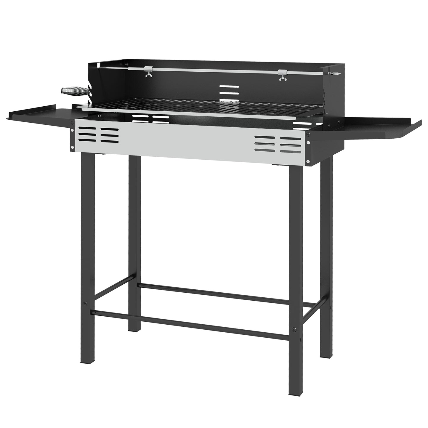 BBQ Charcoal Rotisserie, 3-Tier Cooking Grate, Storage Shelves, Stainless Steel