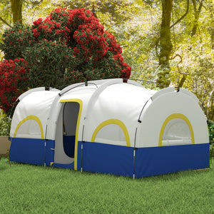 4-6 Person Camping Tent, 3 Room Cabin, 3000mm Waterproof & UPF 30+, with Built-in Groundsheet & Carry Bag, Blue