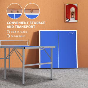 Portable Ping Pong Table with Net and Accessories, Blue