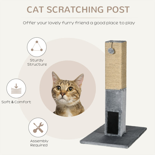 79cm High Cat Tree with Hanging Balls, Grooming Brushes and Stable Base, Grey