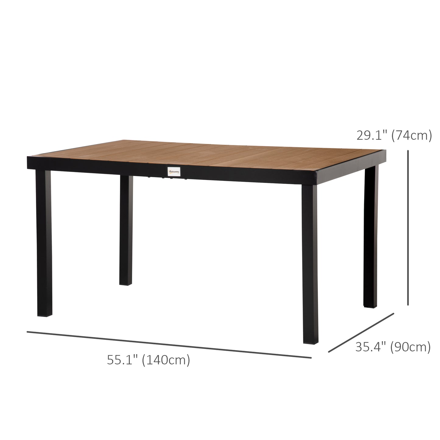Table de salle à manger d'extérieur en aluminium pour 6 personnes, naturel