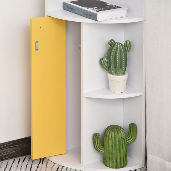 5-Tier Corner Bookcase with Open Compartments, White