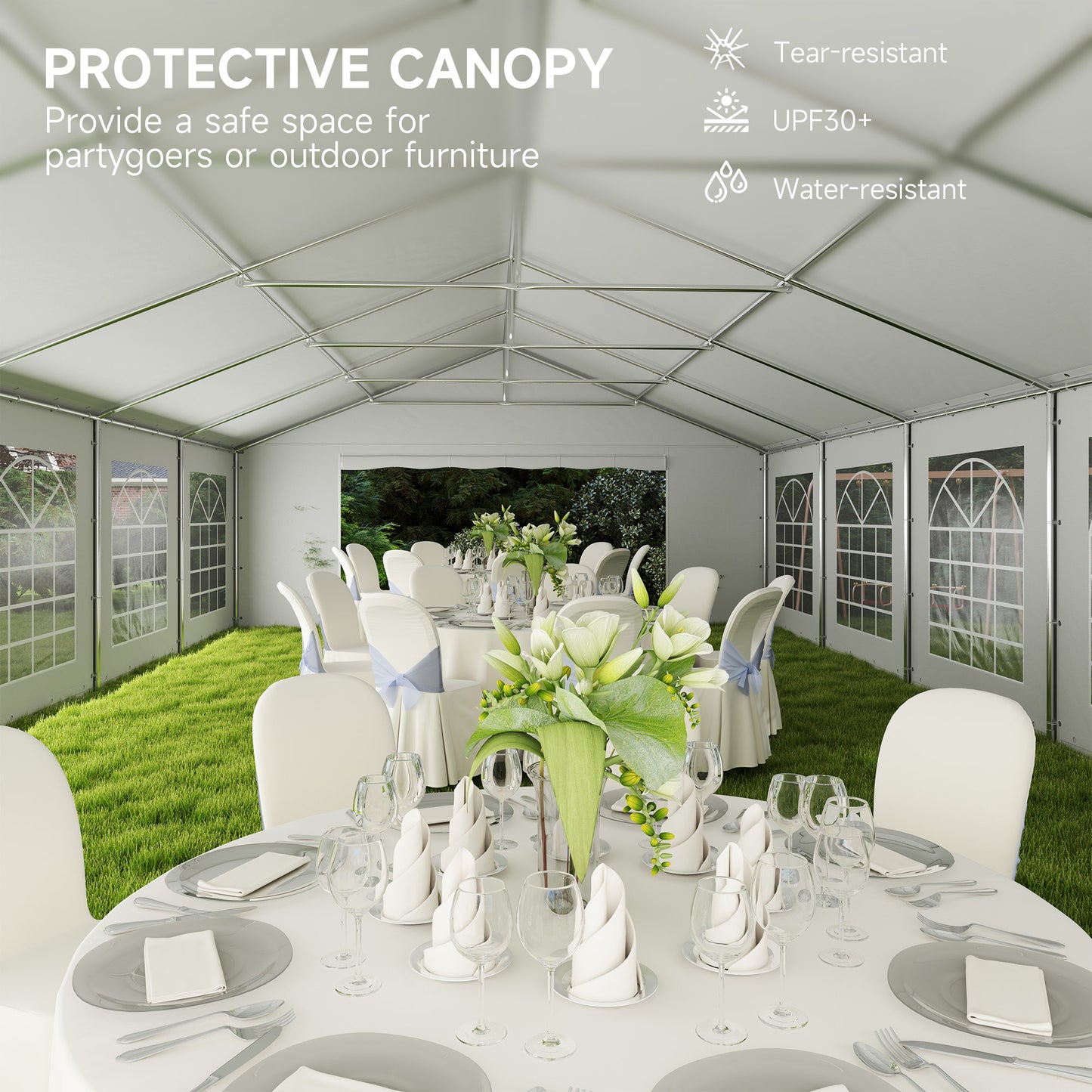 Outsunny 20' x 40' Party Tent, Outdoor Canopy Tent with 12 Removable Sidewalls for Parties, Weddings, Events