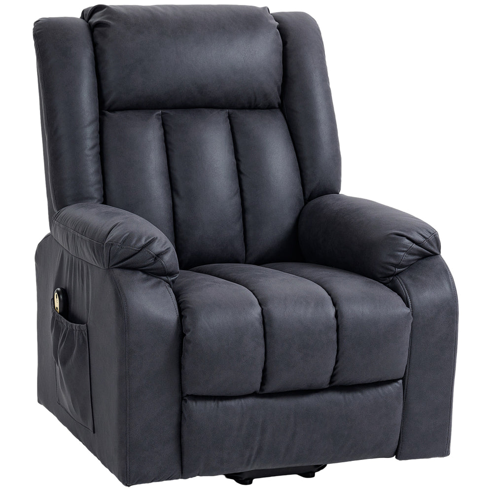 Fauteuil releveur inclinable pour seniors en microfibre avec télécommande, gris anthracite