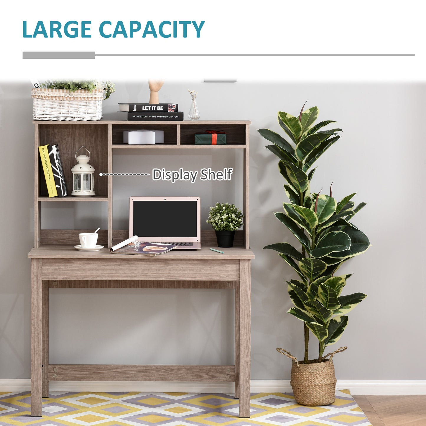 Bureau d'ordinateur avec rangement, marron