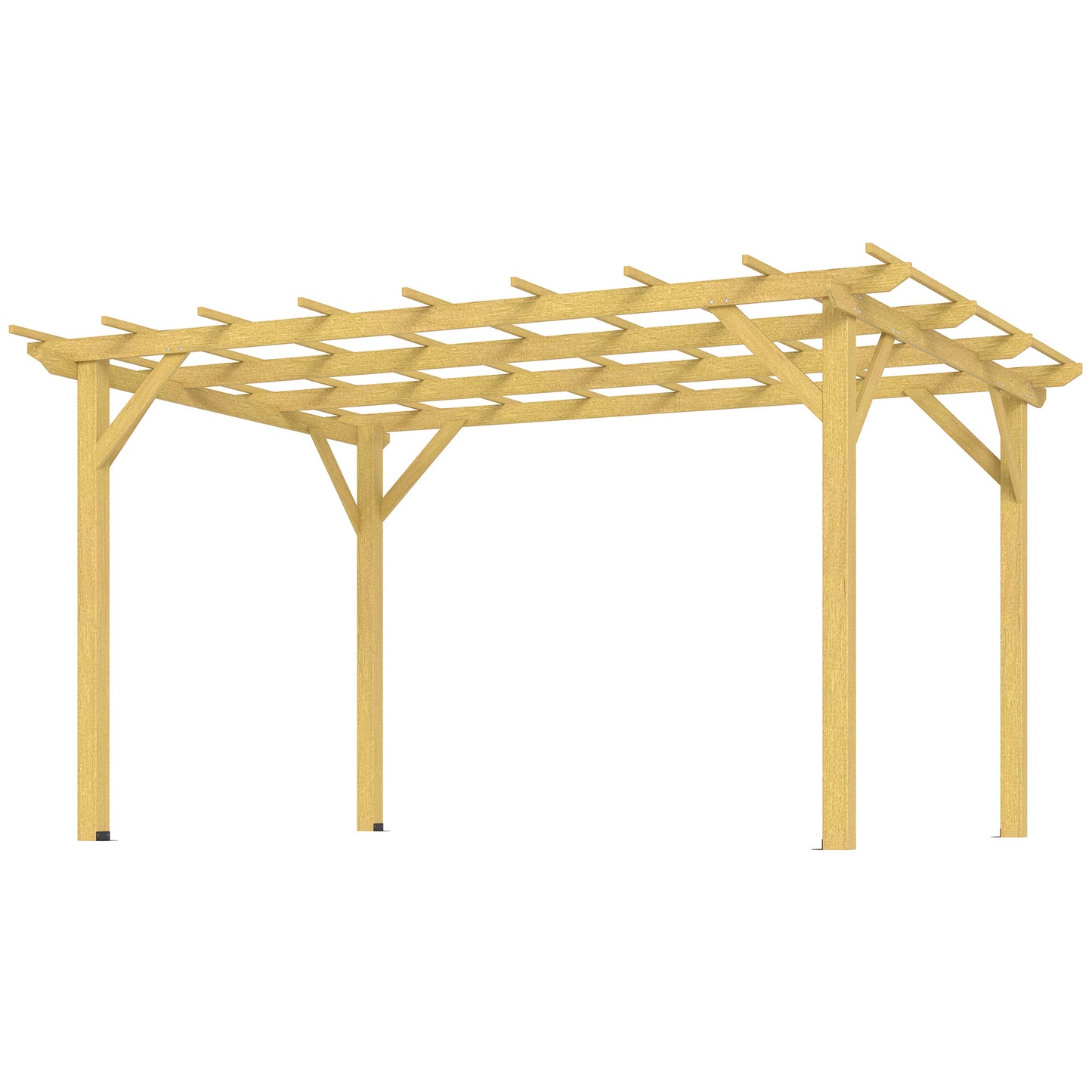 Pergola 10' x 13' avec treillis pour plantes grimpantes, bois naturel