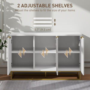 Buffet de rangement avec 3 portes et étagères réglables, blanc