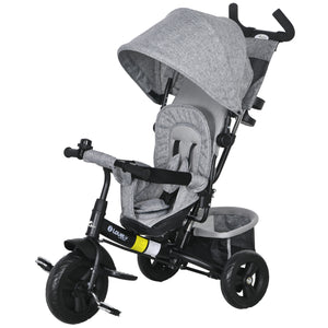 Tricycle 6 en 1 avec poignée parentale, gris