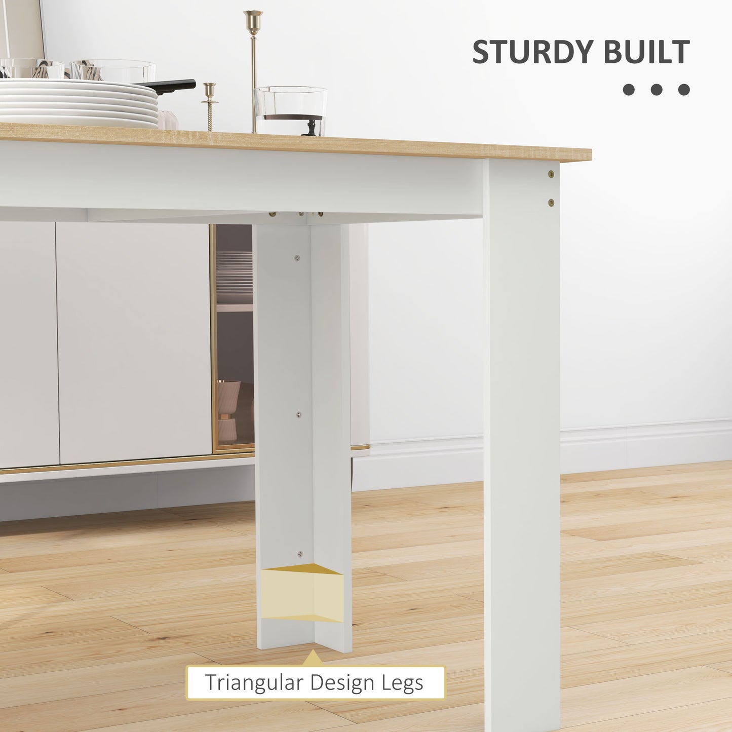 HOMCOM kitchen table for 4 to 6 people, dining table with veneered top, oak