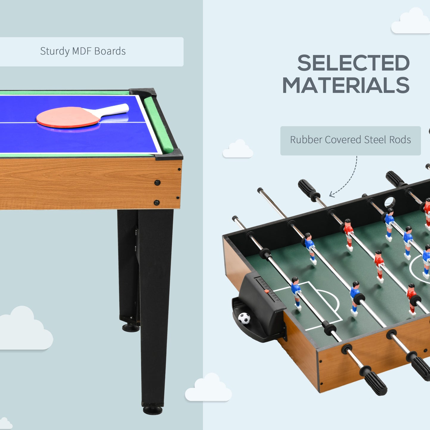 43" 4-in-1 Multi-Function Game Table, Billiards, Air Hockey, Table Tennis, Foosball, Easy Setup for the Whole Family