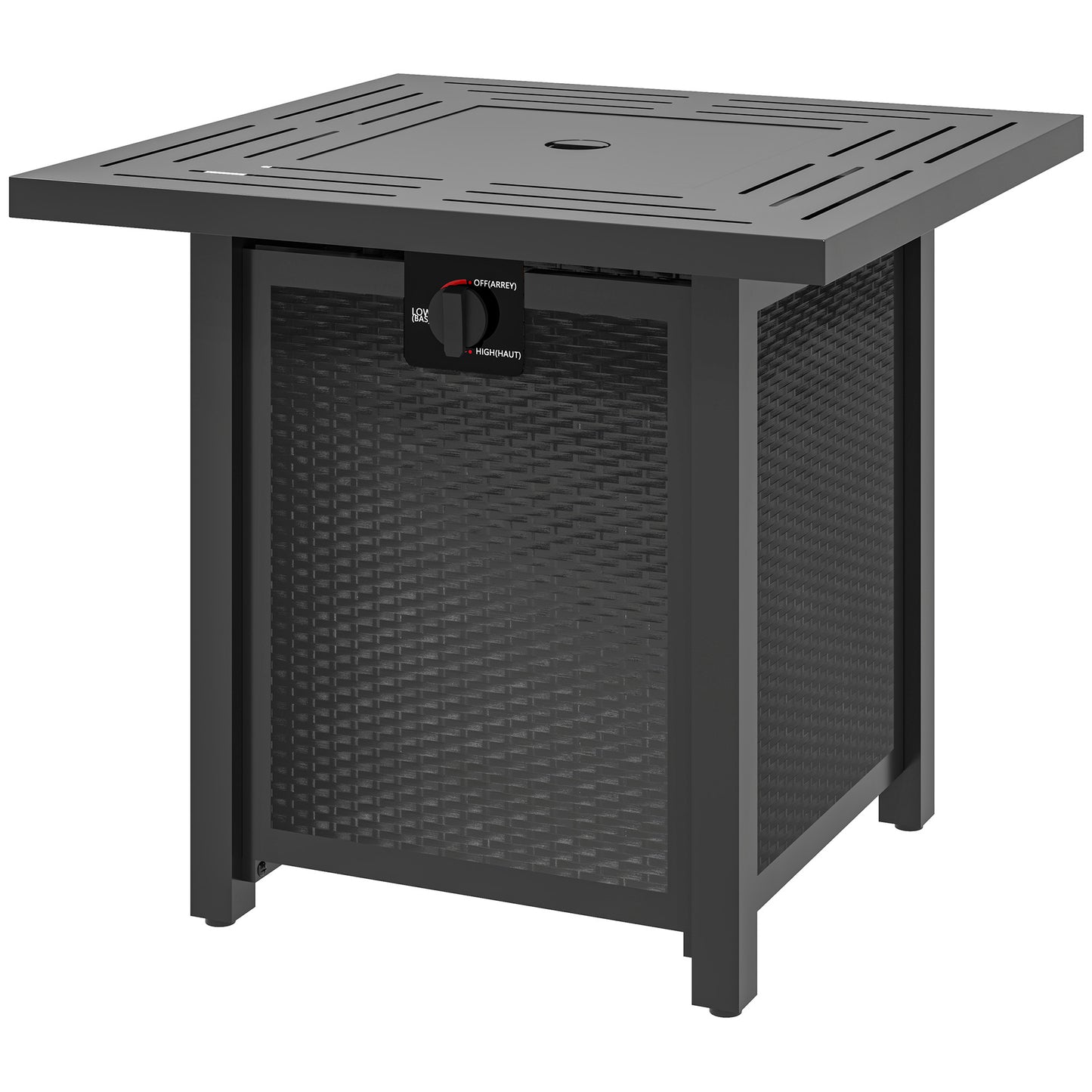 Outsunny Square Smokeless Gas Fire Pit with Lid Black