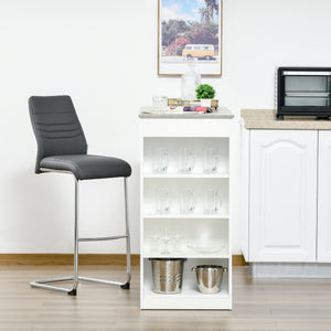Bar Table with 4 Storage Shelves, Modern Bar Table for Home, Kitchen, Gray