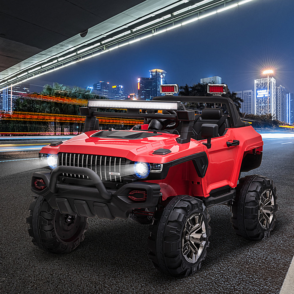 2-seater 12V electric police car with remote control, red