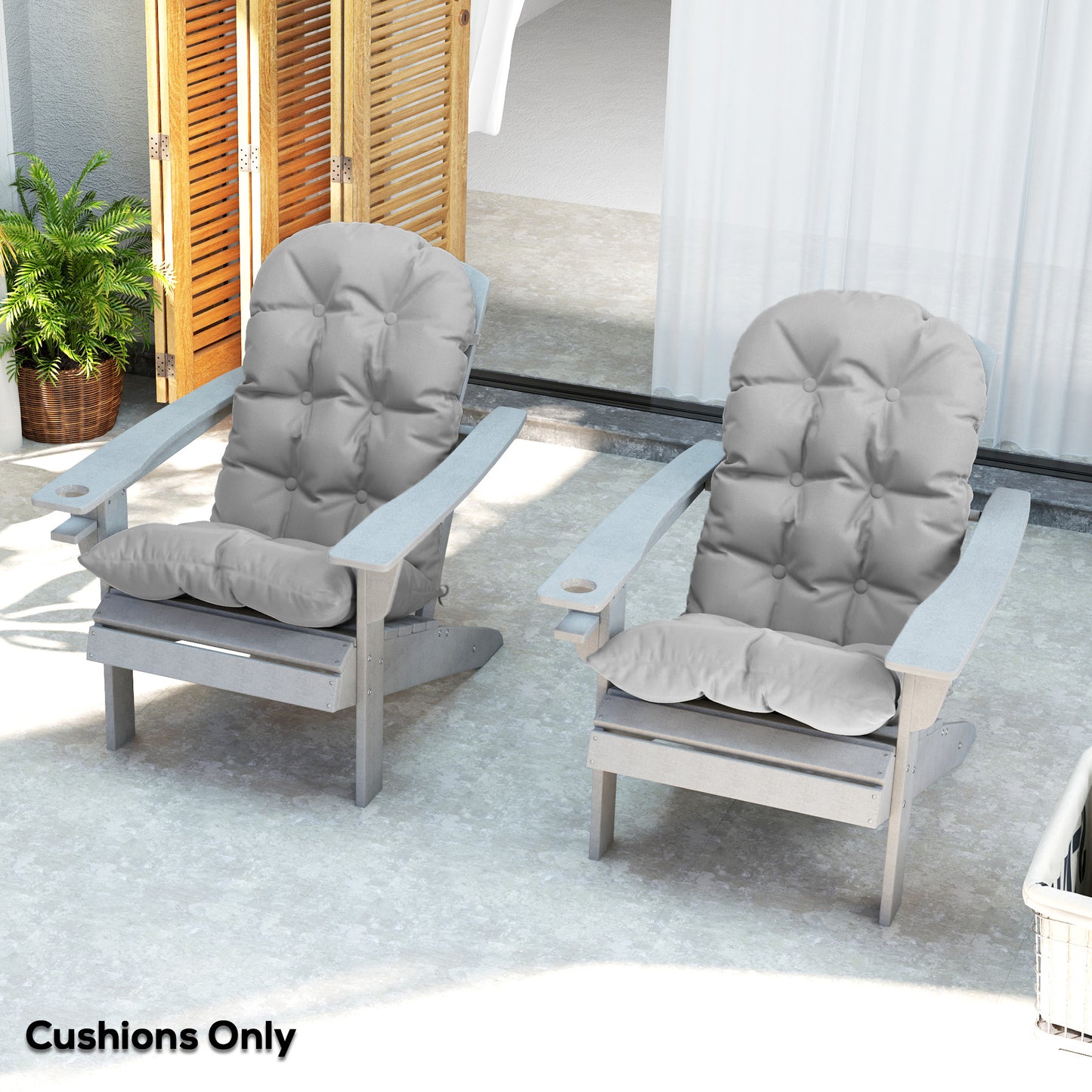Lot de 2 coussins de chaise Adirondack avec attaches, gris clair