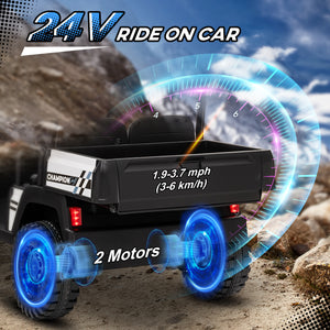 Voiture électrique 24 V avec télécommande, suspension à ressorts aux 4 roues, noir