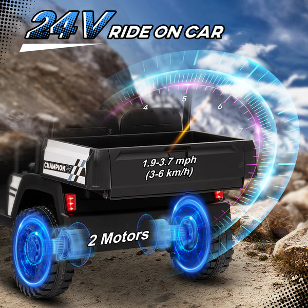 Voiture électrique 24 V avec télécommande, suspension à ressorts aux 4 roues, noir