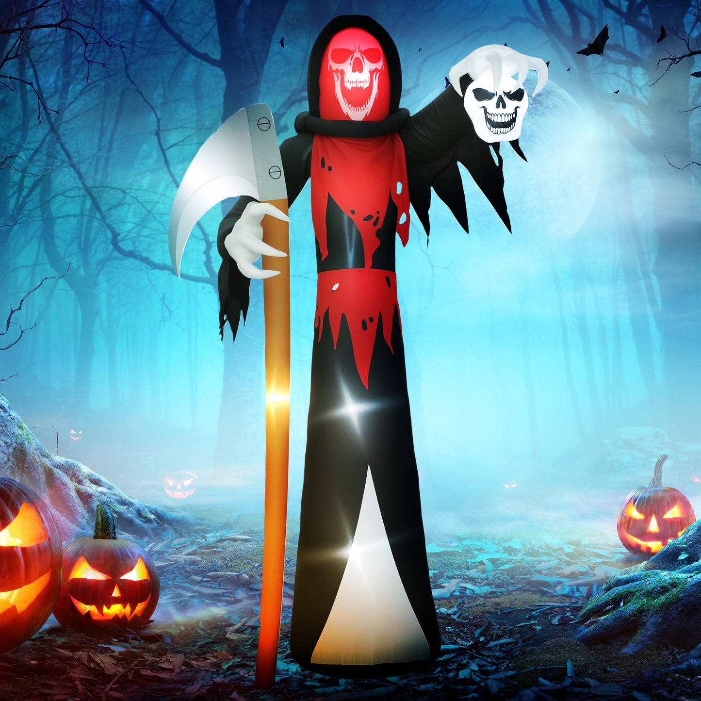 Faucheuse gonflable d'Halloween de 3,6 m gonflable avec lumières intégrées pour fête d'Halloween