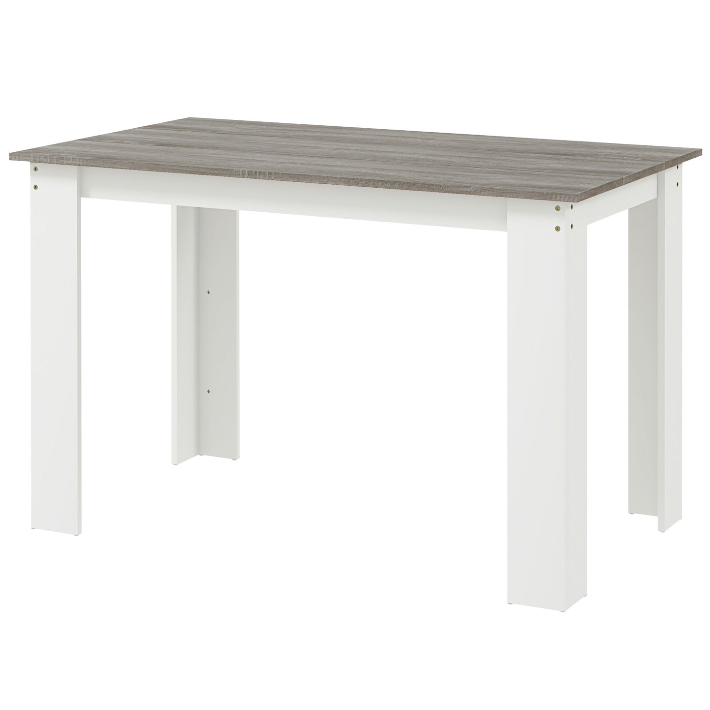 Table de cuisine pour 4 à 6 personnes, table à manger avec plateau plaqué, gris
