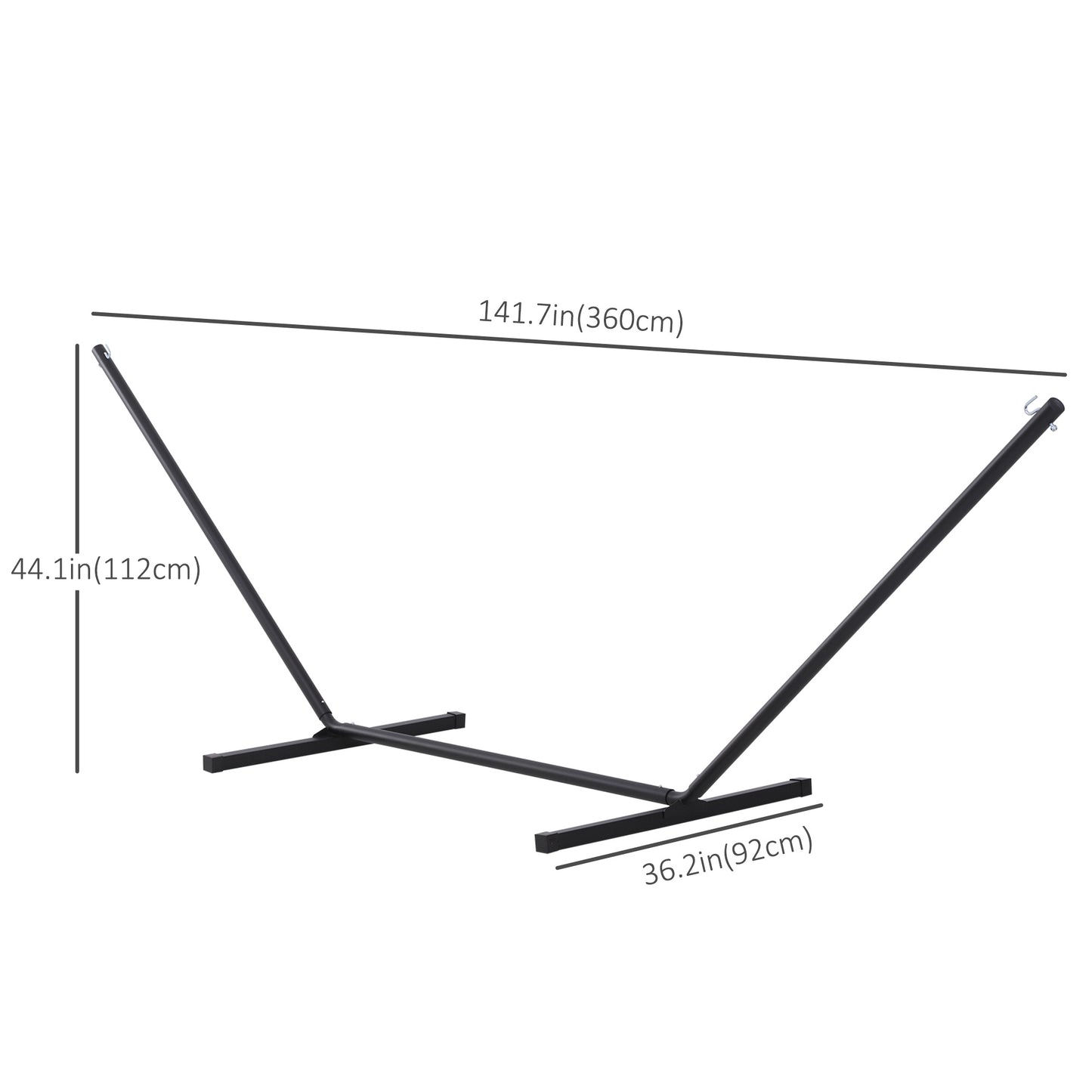 Extra Long Hammock Stand 11.8ft Long Heavy Duty Metal Frame Easy Setup Black