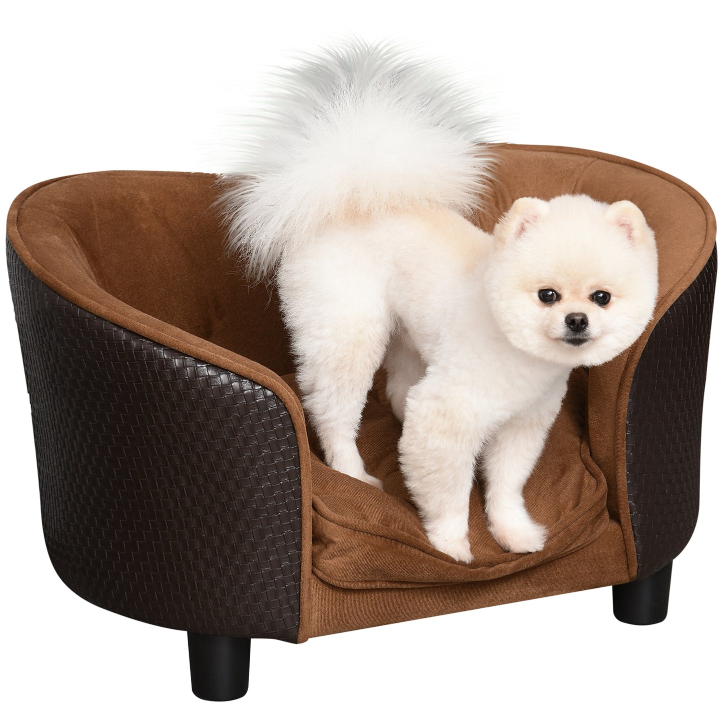 Canapé surélevé pour chien avec coussin amovible et lavable