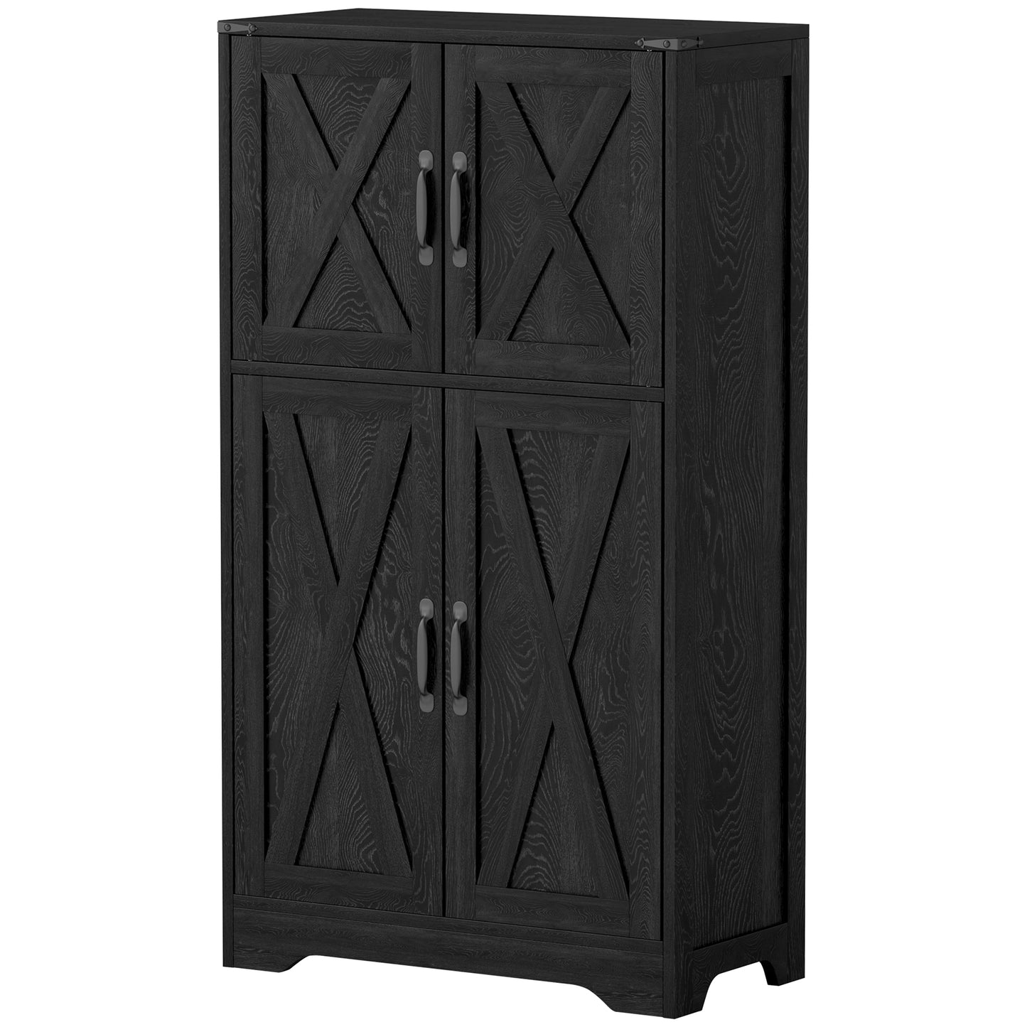 Garde-manger de cuisine style Farmhouse avec portes de grange et étagères réglables, noir
