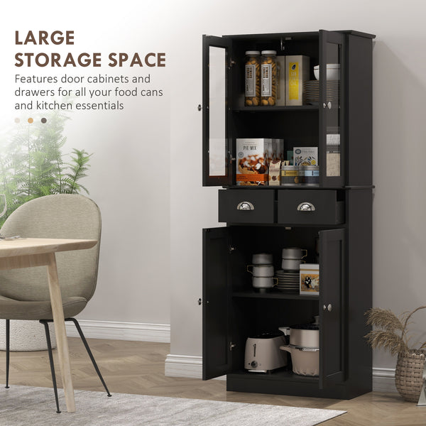 Meuble de rangement de 61 po avec portes en verre, noir