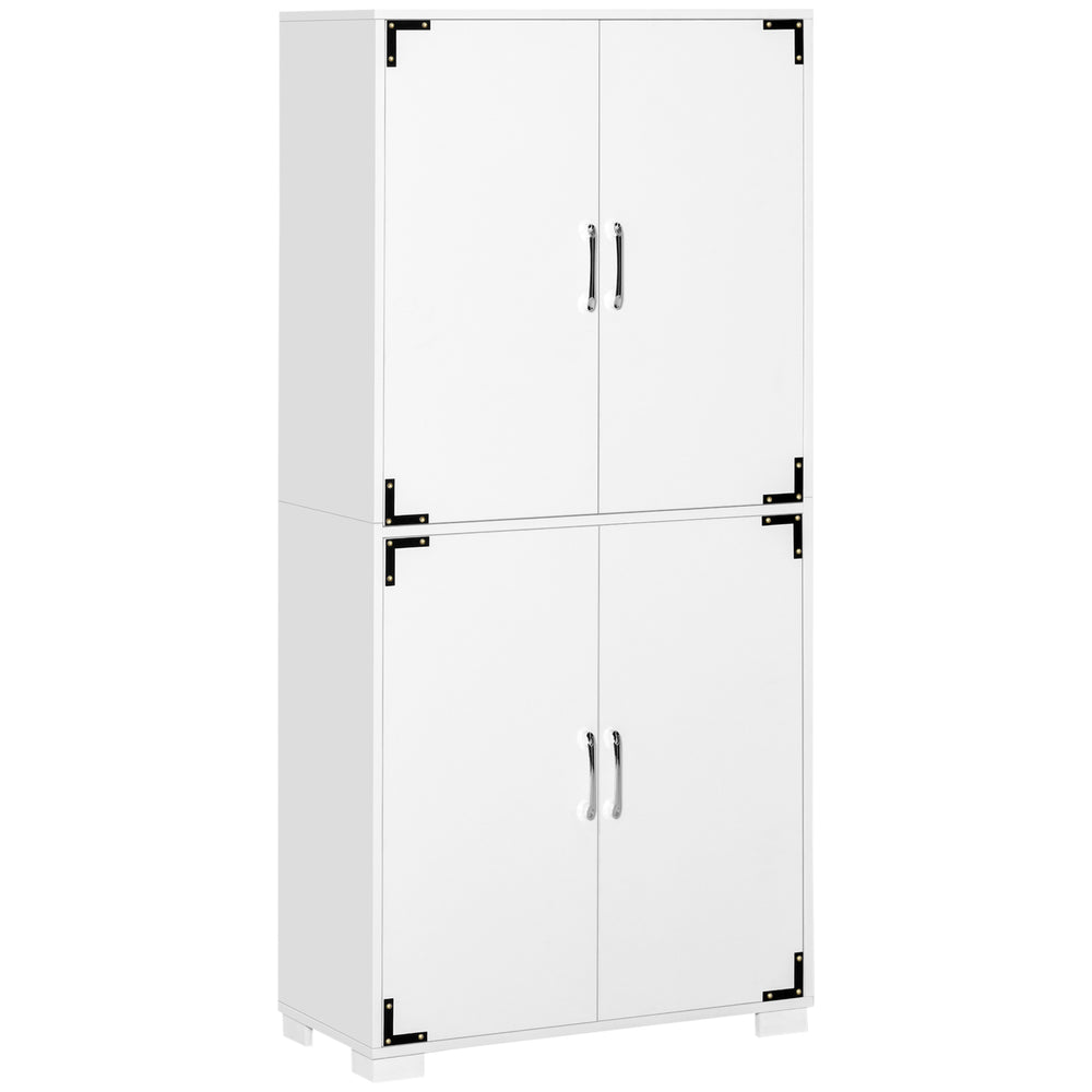 Meuble de rangement avec 4 portes et étagères, blanc