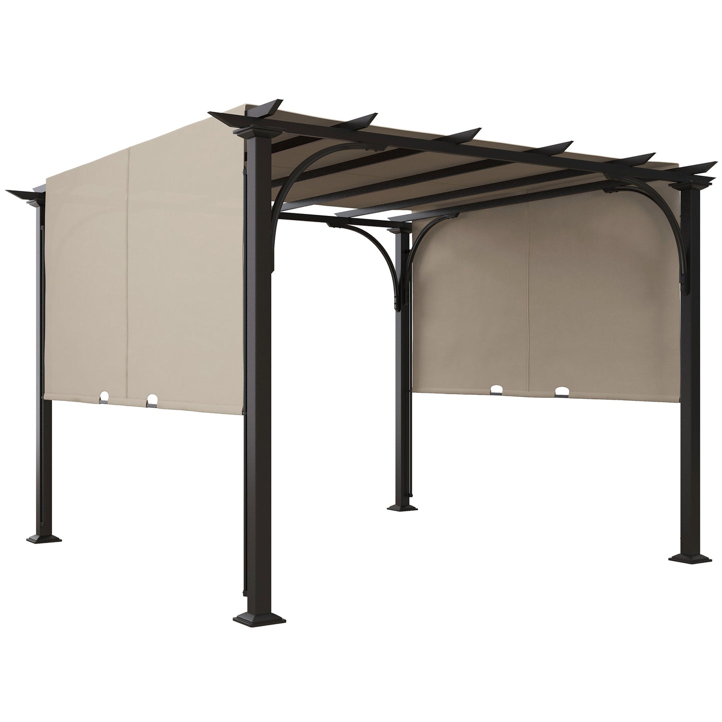 Pergola d'extérieur 10' x 10', abri solaire, structure en acier, beige