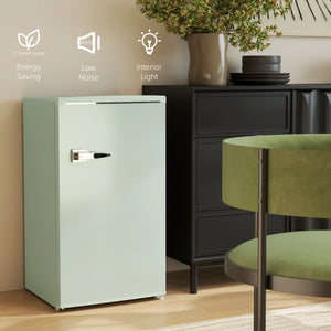 Mini-réfrigérateur rétro 3,1 pi³, réfrigérateur compact à une porte avec thermostat réglable, 2 clayettes en verre, vert