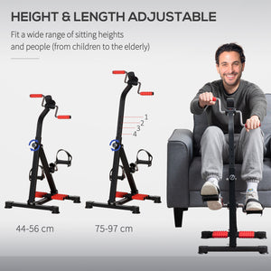 Pedal exerciser with LCD screen and massage roller for people with reduced mobility