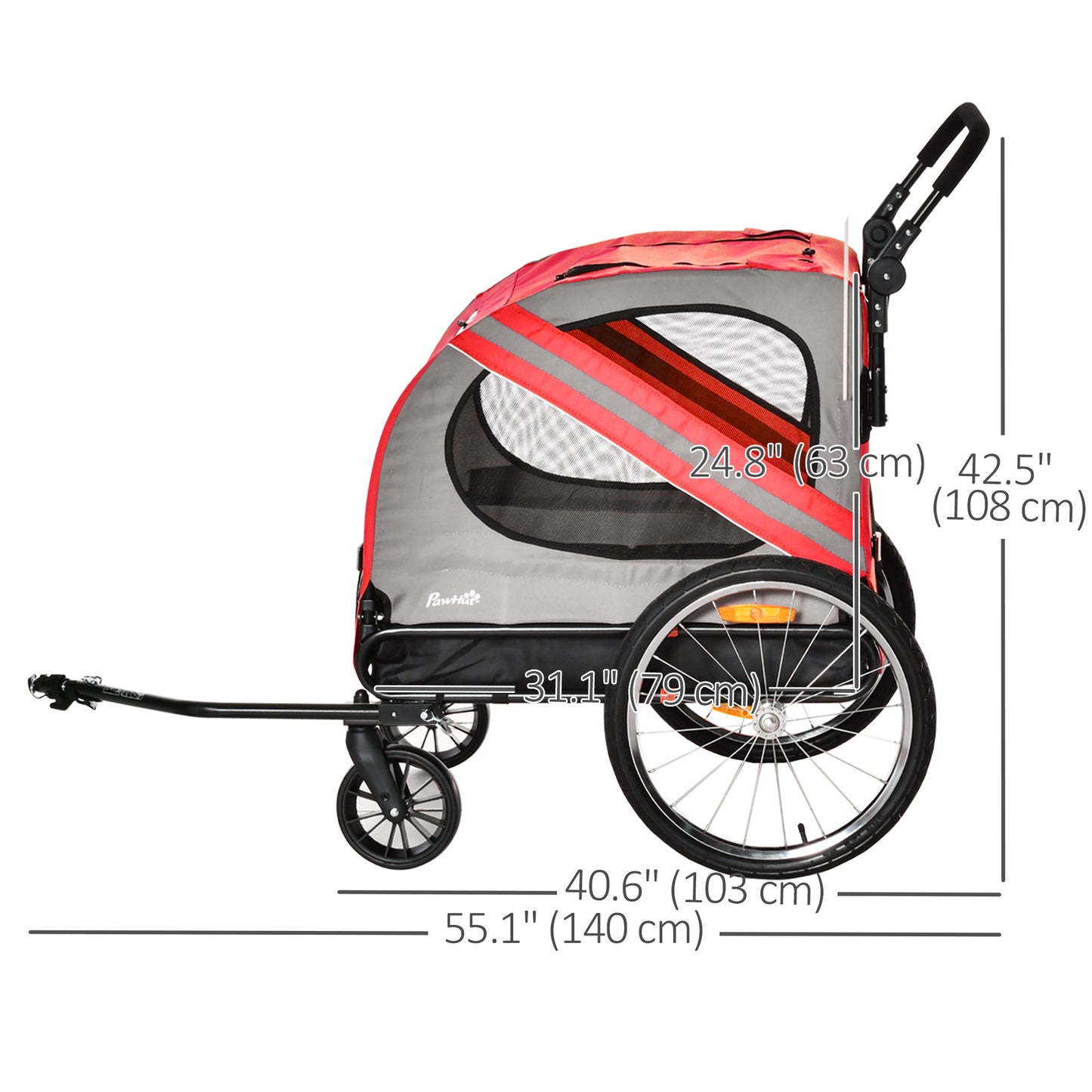 2-in-1 Dog Bike Trailer for Small and Medium Dogs, Red