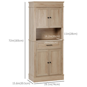 Armoire de cuisine moderne avec portes, étagères ouvertes et réglables, chêne