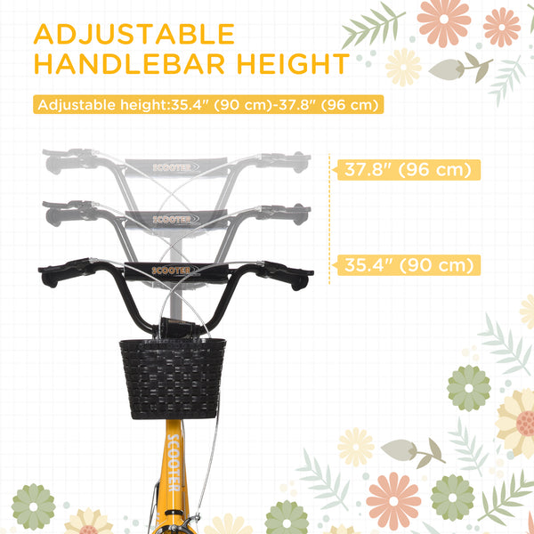 Trottinette avec guidon réglable, 2 freins, panier porte-gobelet, orange