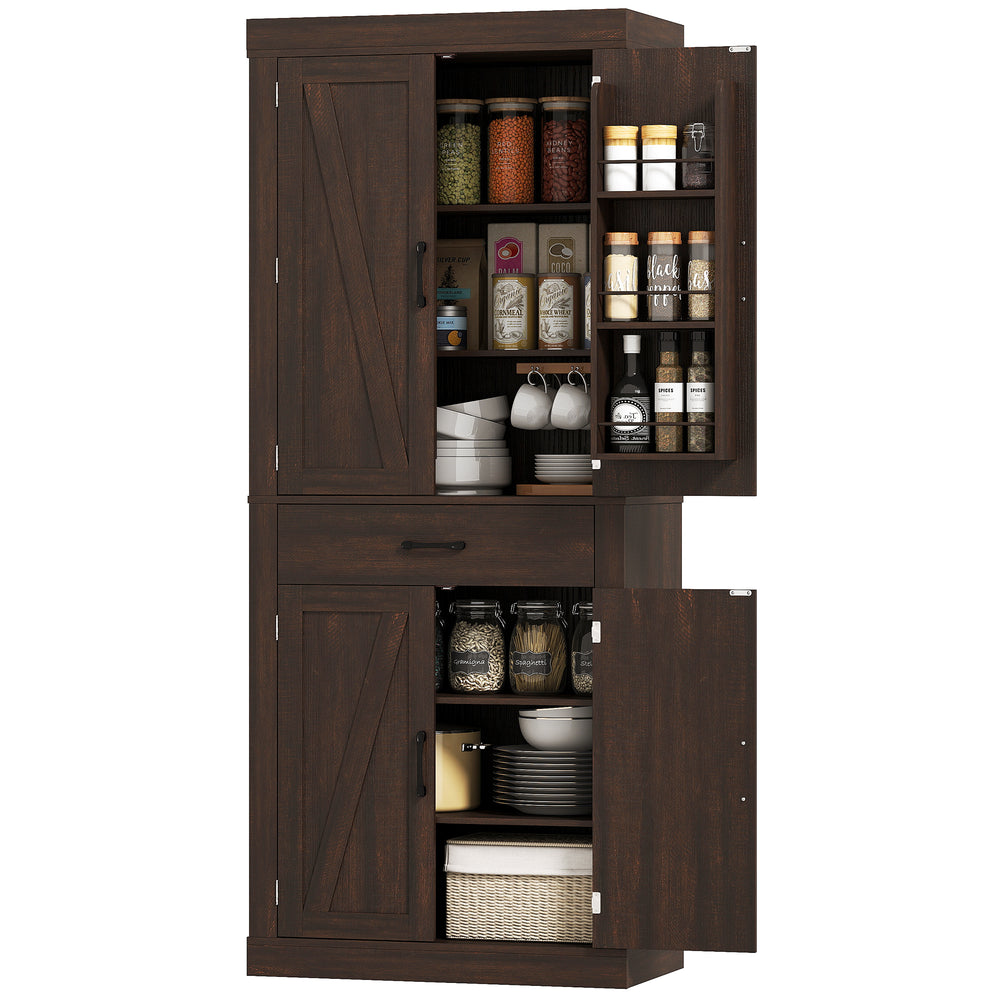 Meuble de rangement style campagnard avec 4 portes de grange, marron
