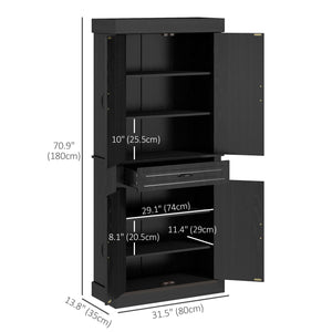 Garde-manger avec 4 portes et 2 armoires, noir vieilli